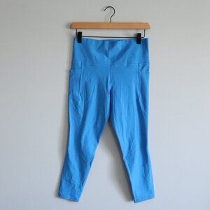 Athleta Women's Sz M Blue Salutation Stah 7/8 High‎ Rise Yoga Crop Pant Leggings